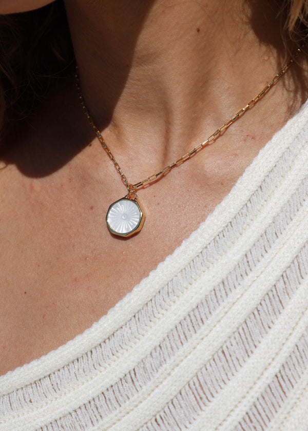 Mother of Pearl Sunbeam Charm - 14K GF