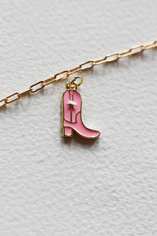 Cowgirl Pink Boot Charm - 14K GF