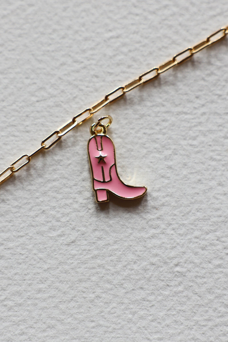 Cowgirl Pink Boot Charm - 14K GF