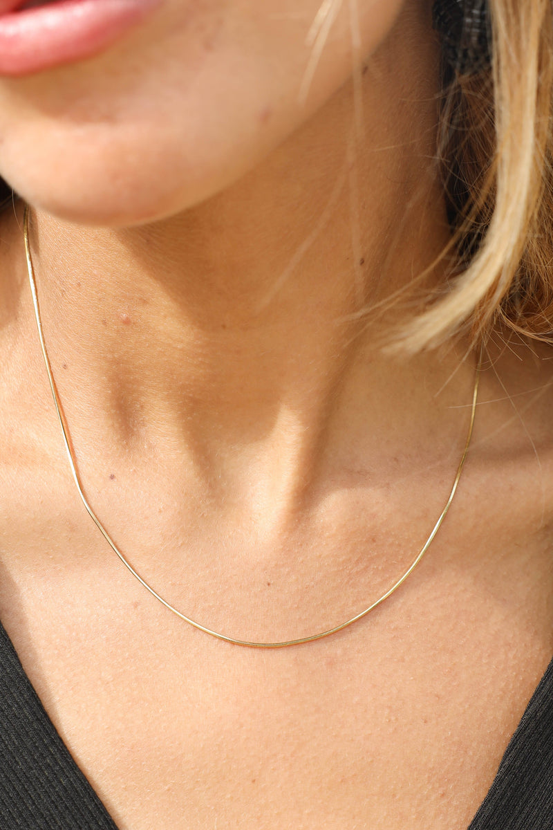 Dainty Gold Snake Herringbone Chain - GF