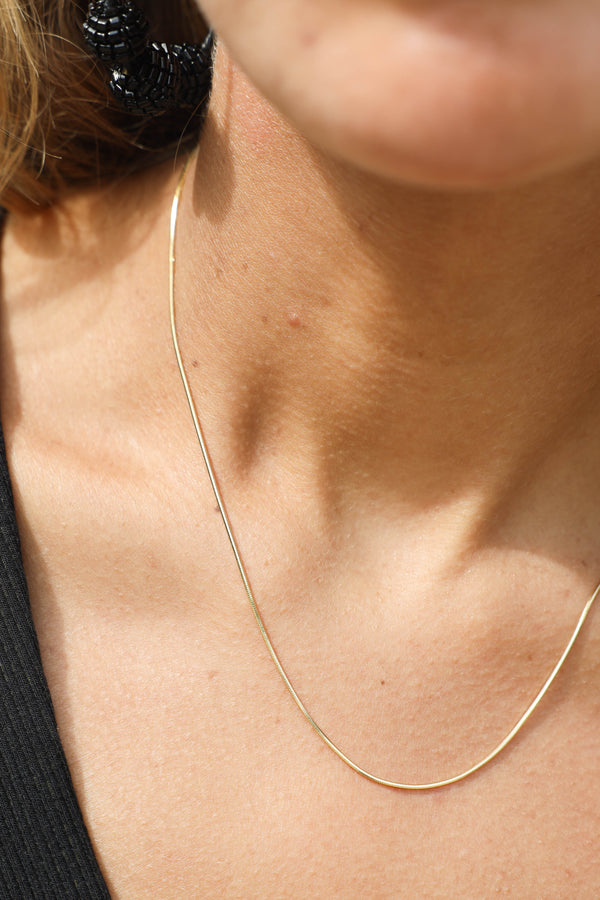 Dainty Gold Snake Herringbone Chain - GF