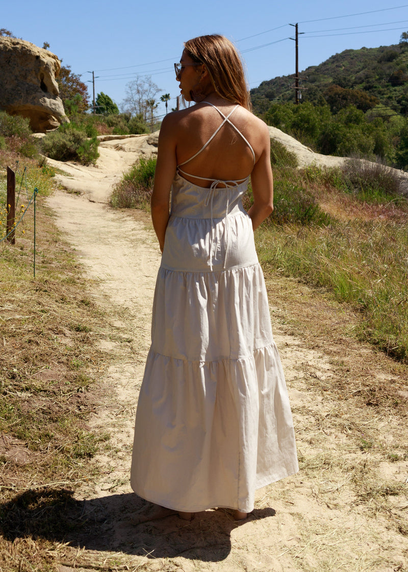 neutral cotton maxi dress for vacation