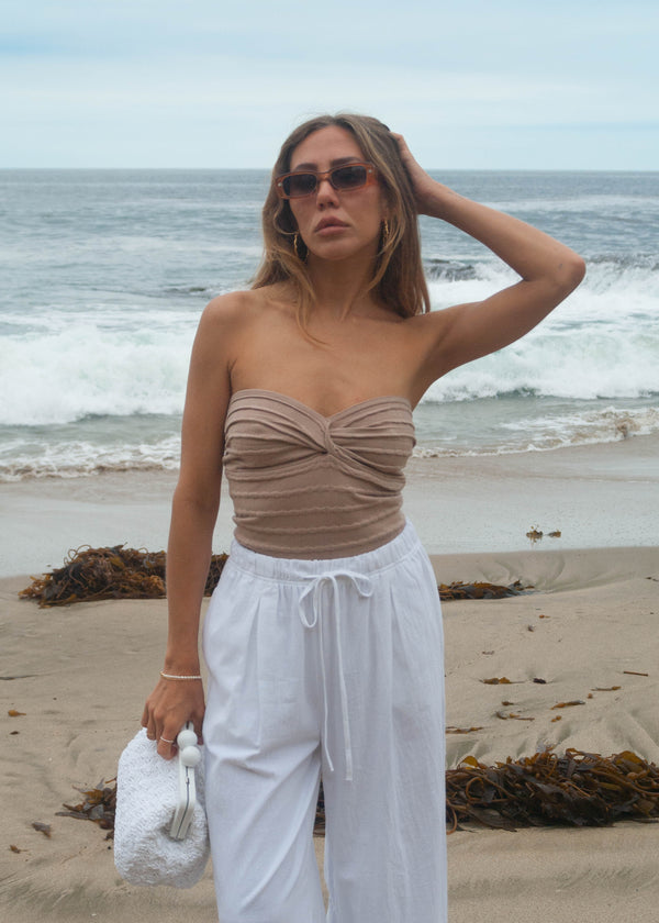 Ever Scallop Tube Top - Taupe