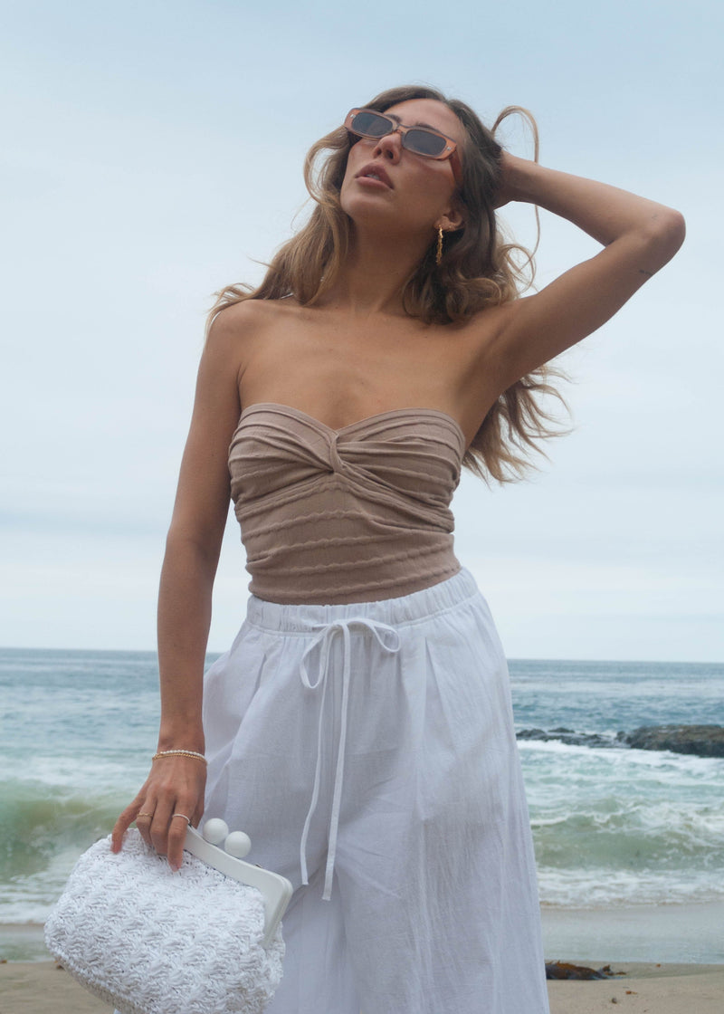 Ever Scallop Tube Top - Taupe