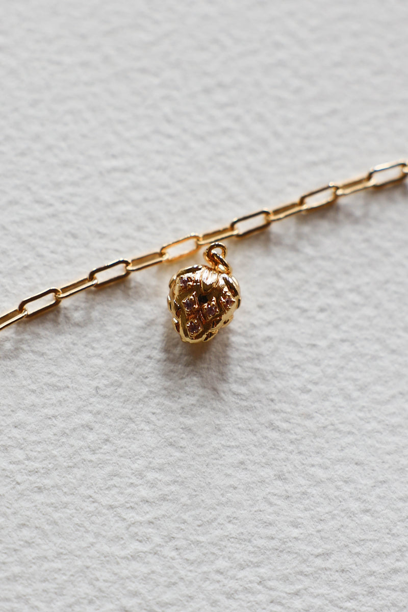 Gold Strawberry CZ Charm - GF