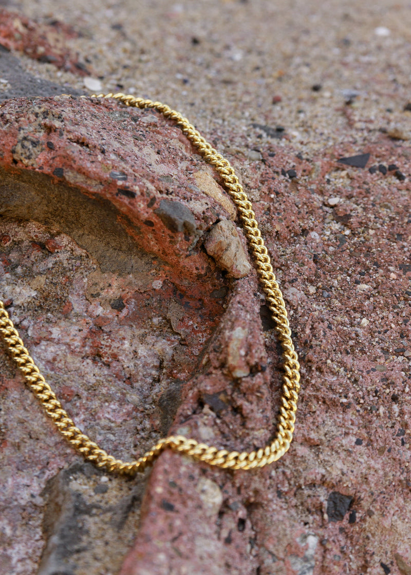 14k gold filled thick curb chain women's necklace