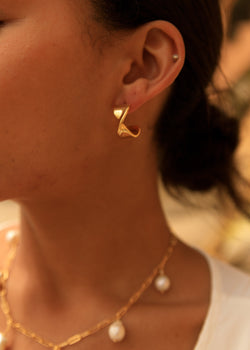Thick Pinched Hoops - 14k GF