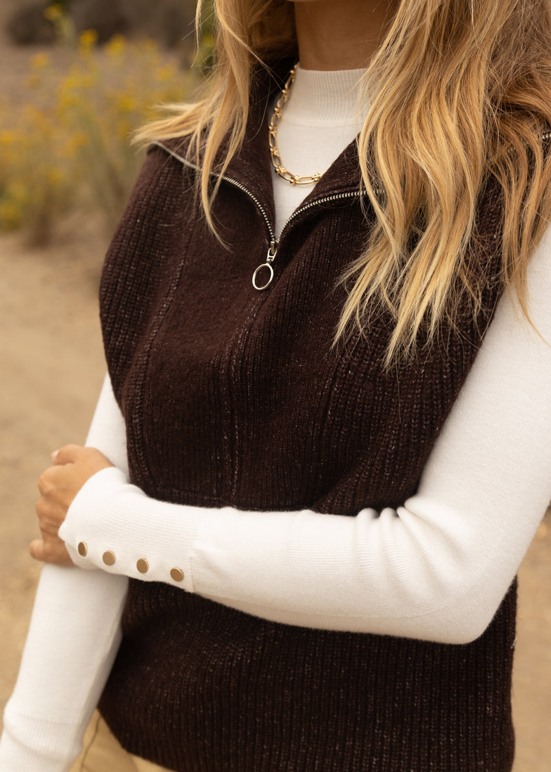 sweater knit brown vest