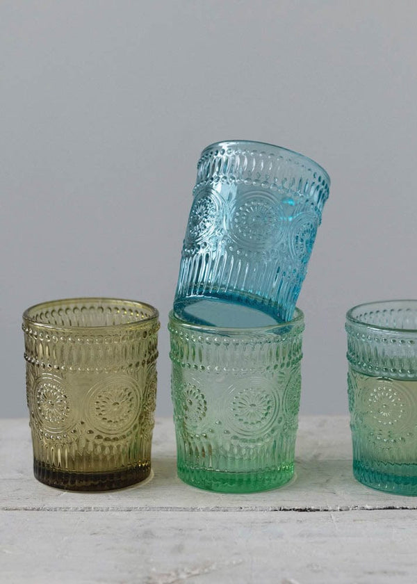 Embossed Colored Drinking Glass