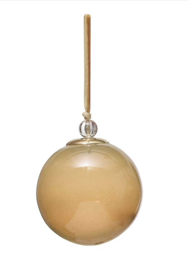 Amber Gold Glass Christmas Ornament