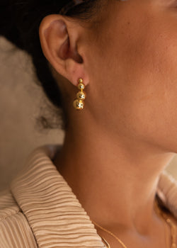 Gold Spheres Drop Earrings - 14k GF