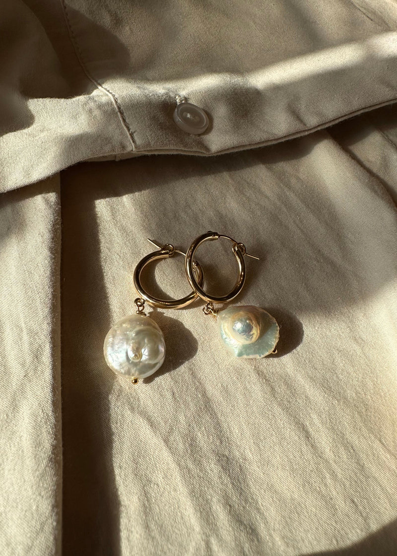 14k gold filled pearl earrings
