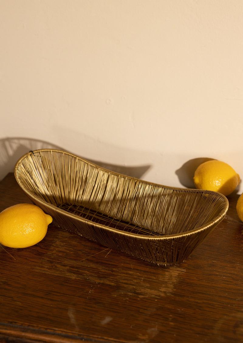 gold wire oval decorative basket