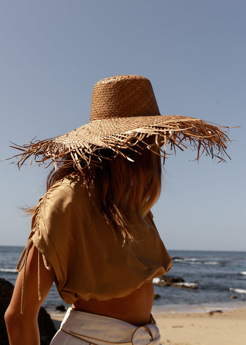 eco friendly womens straw fringe hat