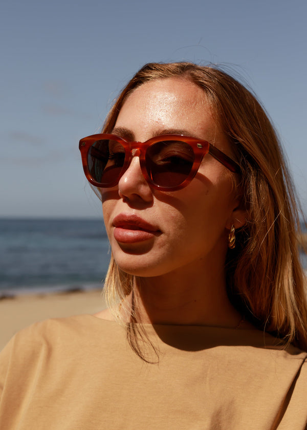 Over & Over Luxe Sunnies - Tan Horn