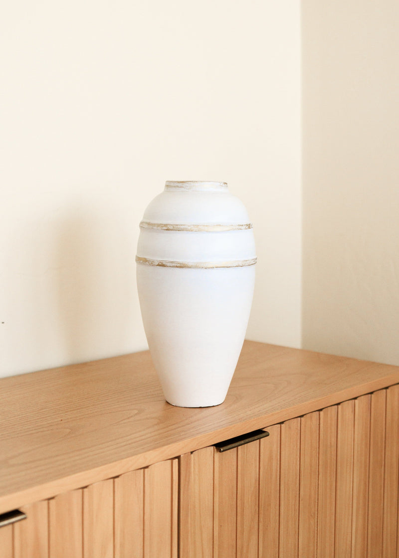 luz white and gold neutral large vase