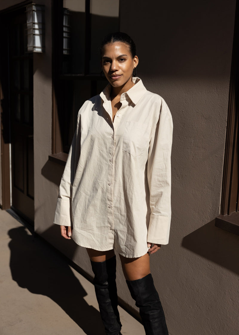 womens oversized collared button up