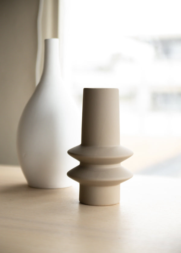 minimal neutral latex glaze taupe vase