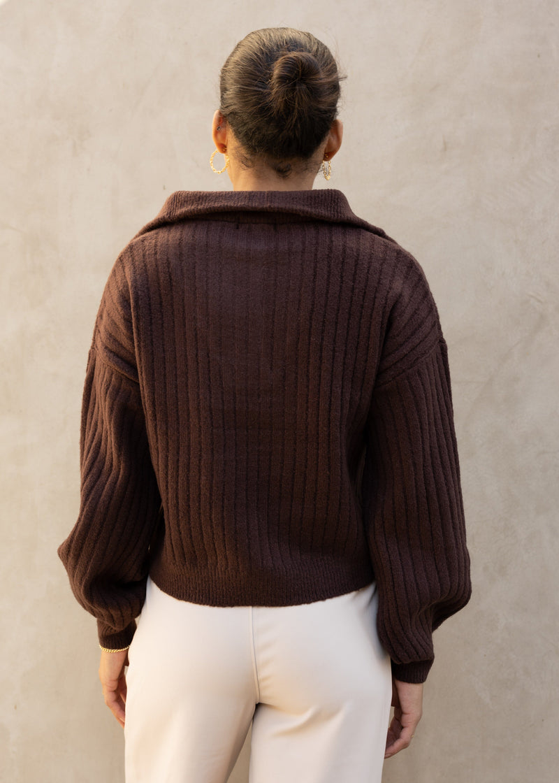 Tahoe Funnel Neck Sweater - Chocolate