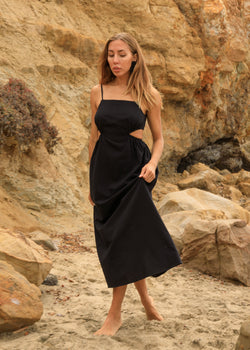 women black cut out summer dress