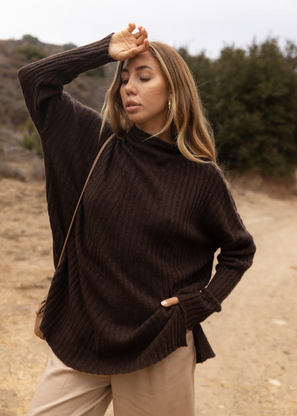 chocolate wool blend sweater